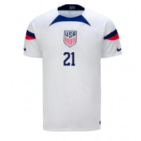 Spojené štáty Timothy Weah #21 Domáci futbalový dres MS 2022 Krátky Rukáv